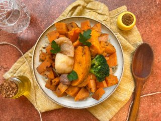 Mijotée de butternut et châtaignes au blé