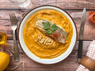 Dos de lieu et purée de potiron muscadée
