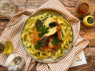 Fricassée de légumes de saison et tagliatelles safranées