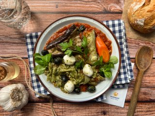 Grande salade de farfalles pesto mozzarella
