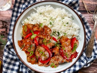 Emincé de porc au miel et au soja