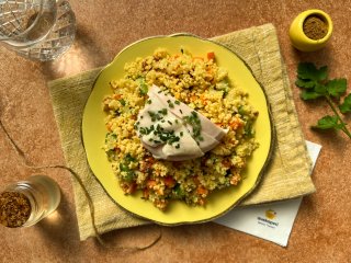 Blanc de poulet moelleux et semoule à l'orientale