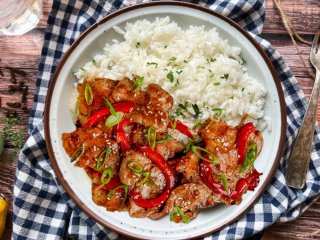 Emincé de porc au miel et au soja