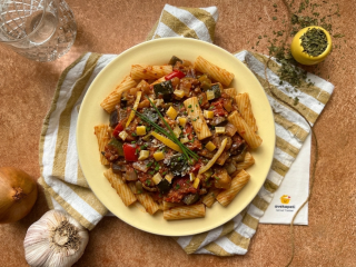 Ratatouille au citron confit et tortiglionis