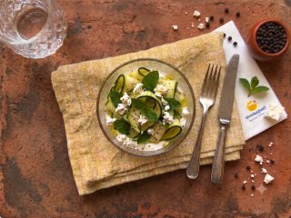 Courgettes marinées menthe et fromage blanc