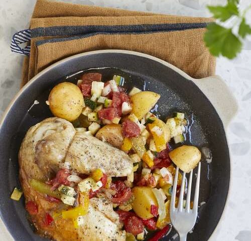 Poulet et pommes de terre au four sauce BBQ