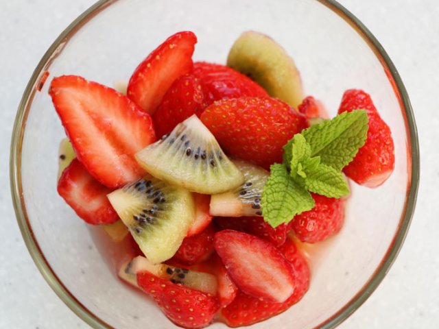 Salade de fraises au fruit de la passion